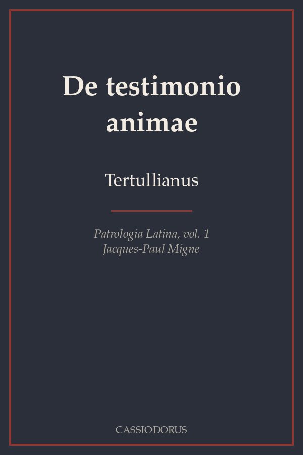 De testimonio animae cover