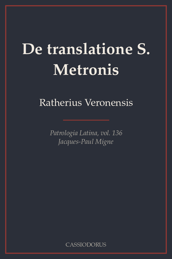 De translatione S. Metronis cover