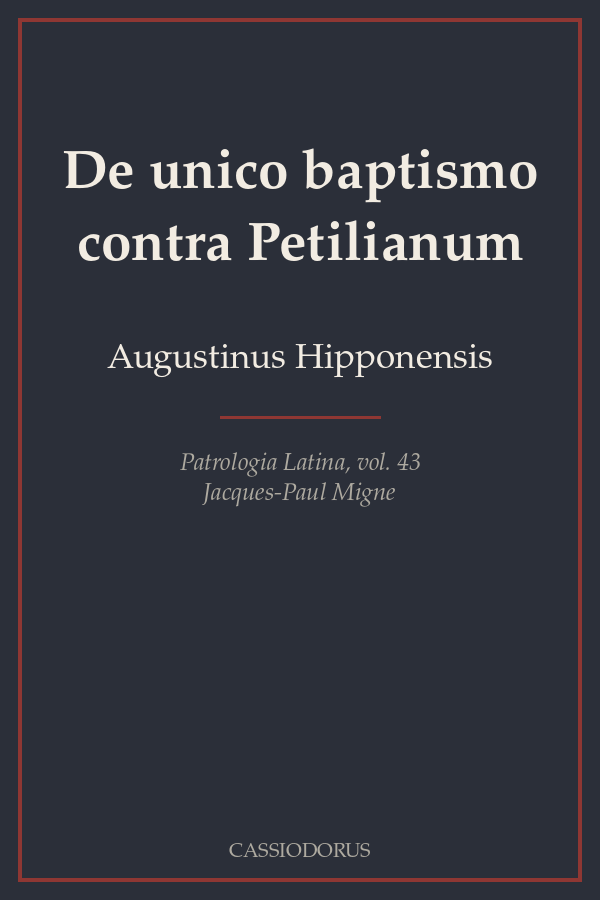 De unico baptismo contra Petilianum cover