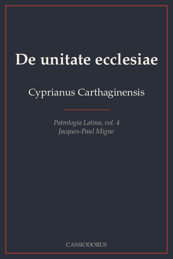 De unitate ecclesiae cover