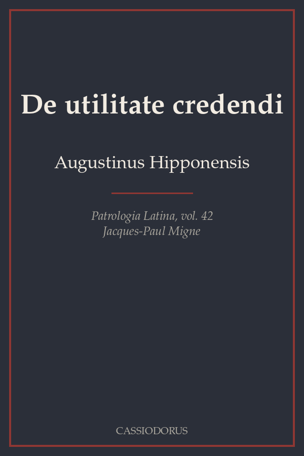 De utilitate credendi cover