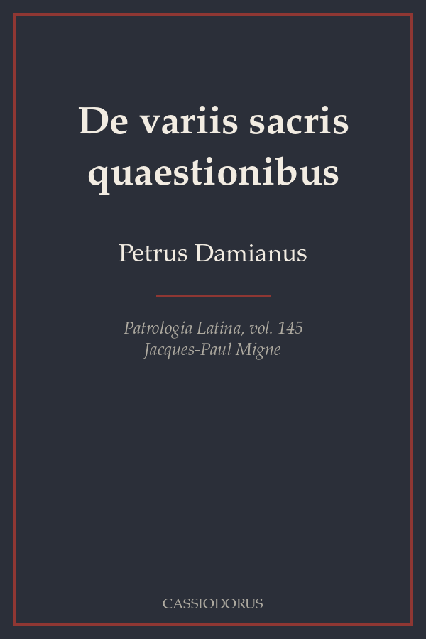 De variis sacris quaestionibus cover