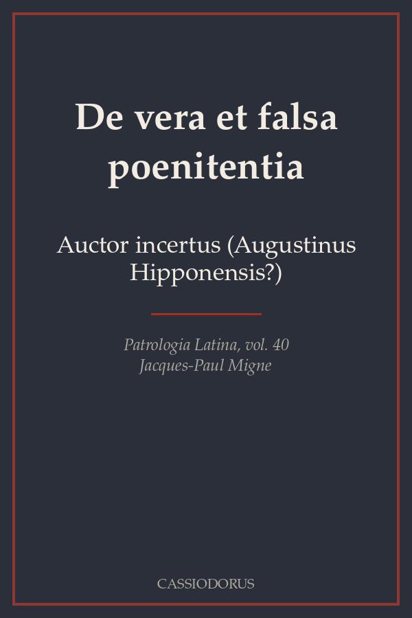 De vera et falsa poenitentia cover