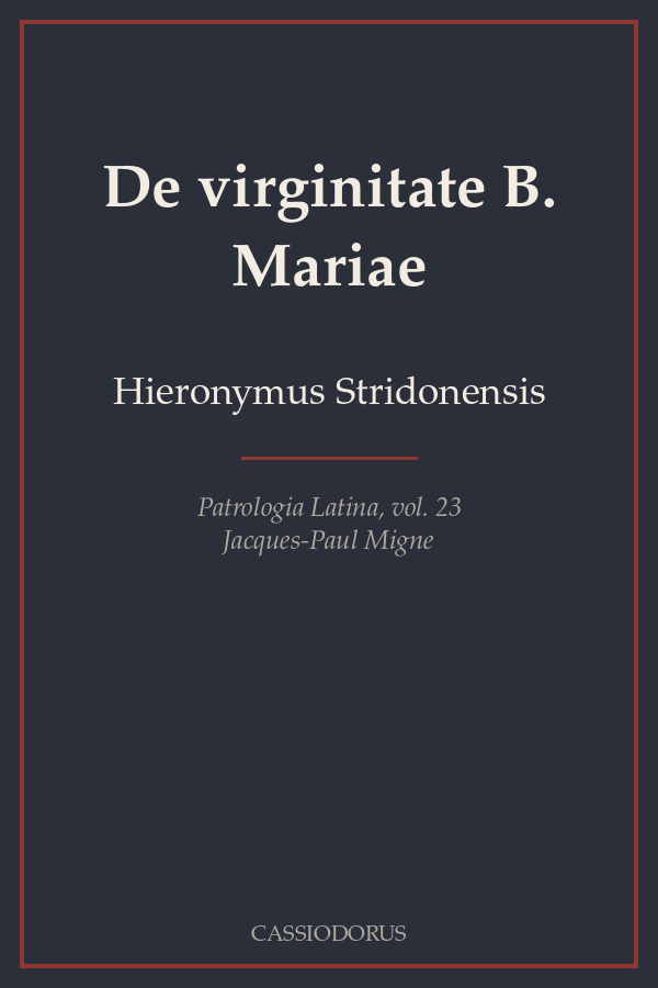 De virginitate B. Mariae cover