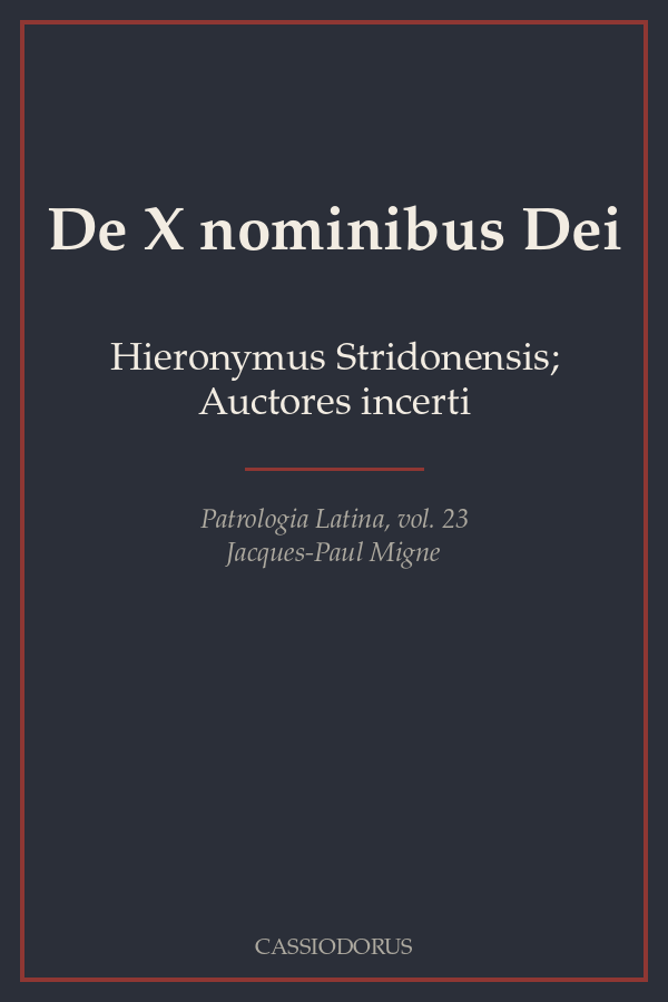 De X nominibus Dei cover