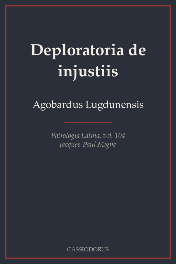 Deploratoria de injustiis cover