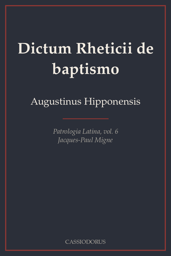 Dictum Rheticii de baptismo cover