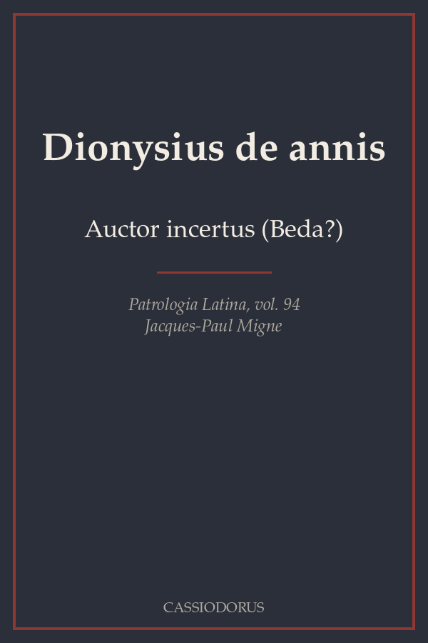 Dionysius de annis cover