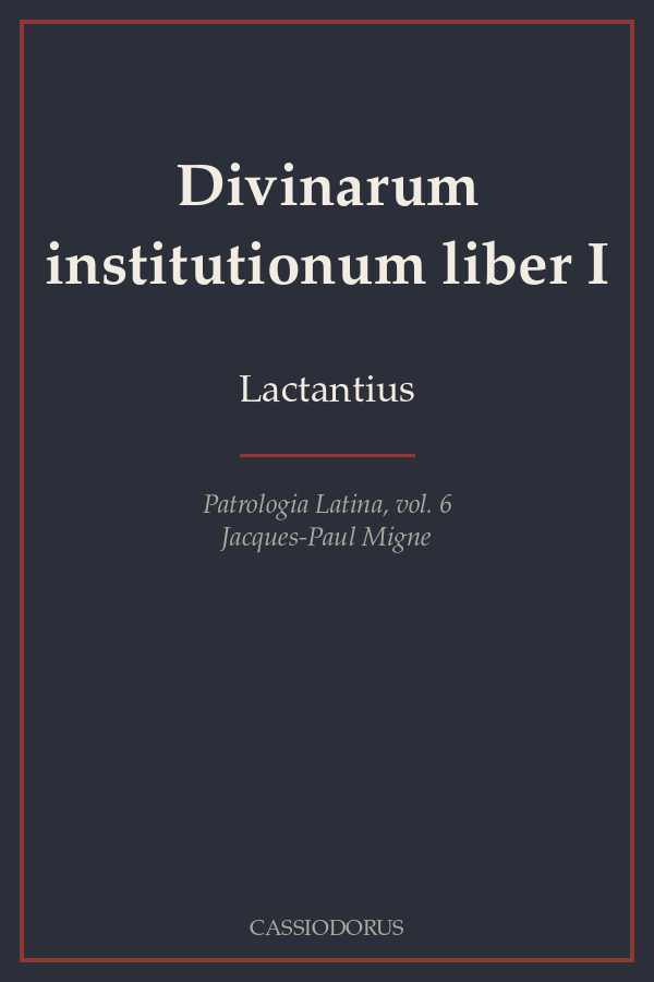 Divinarum institutionum liber I cover