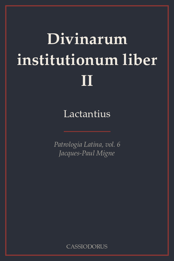 Divinarum institutionum liber II cover