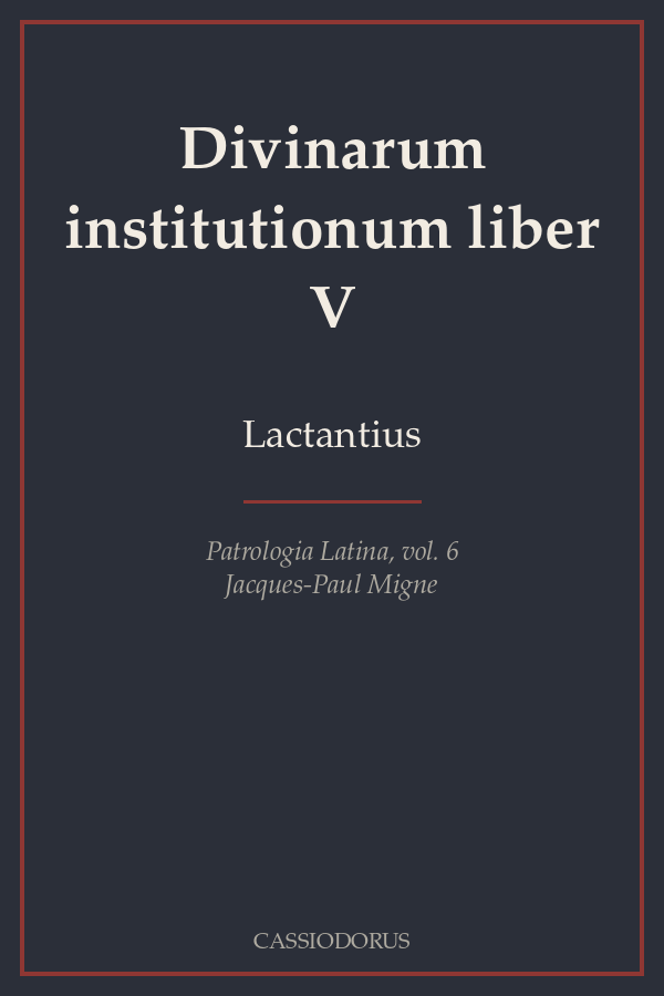 Divinarum institutionum liber V cover