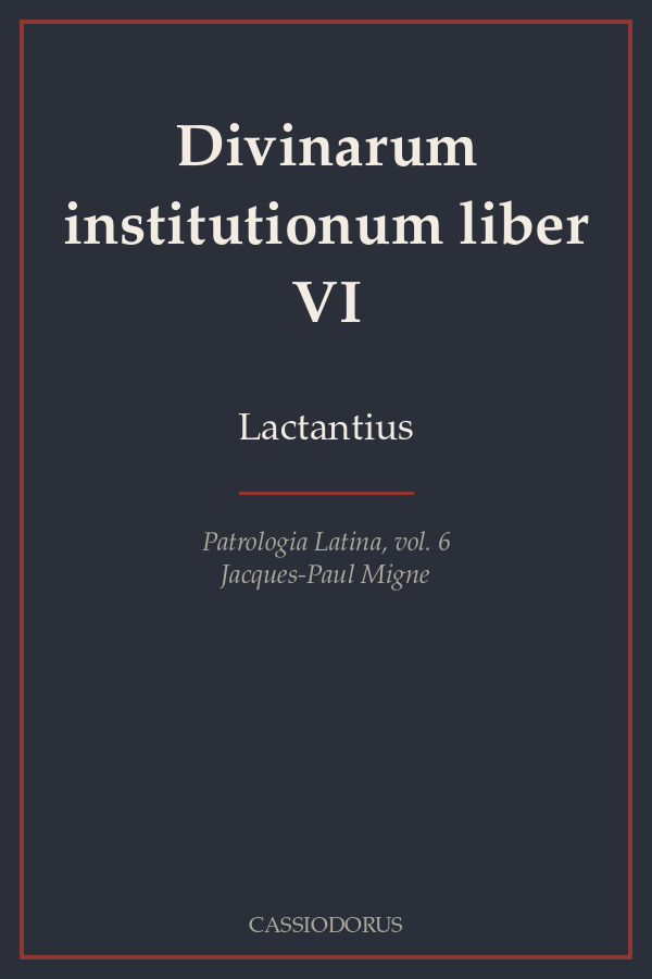 Divinarum institutionum liber VI cover