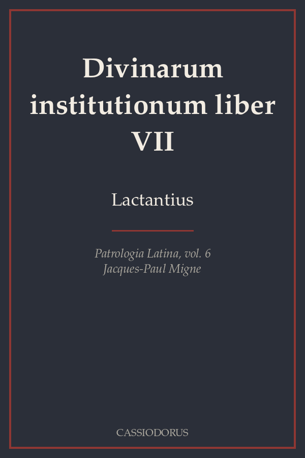Divinarum institutionum liber VII cover