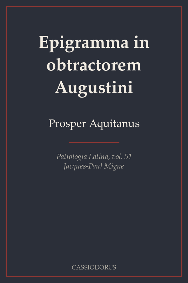 Epigramma in obtractorem Augustini cover