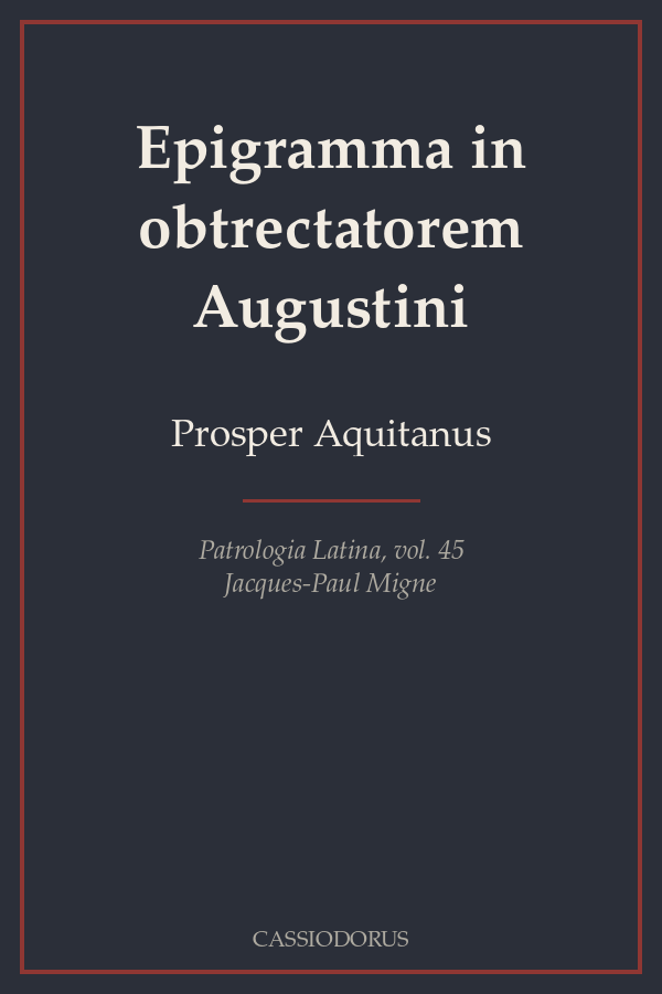 Epigramma in obtrectatorem Augustini cover