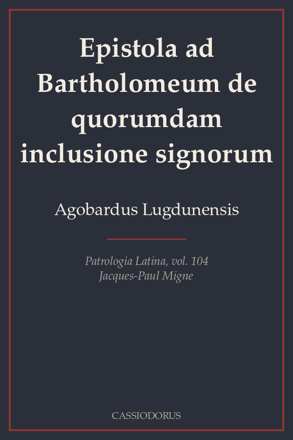 Epistola ad Bartholomeum de quorumdam inclusione signorum cover