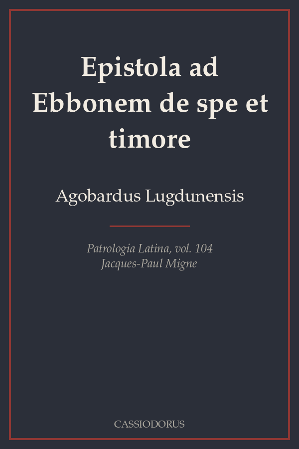Epistola ad Ebbonem de spe et timore cover