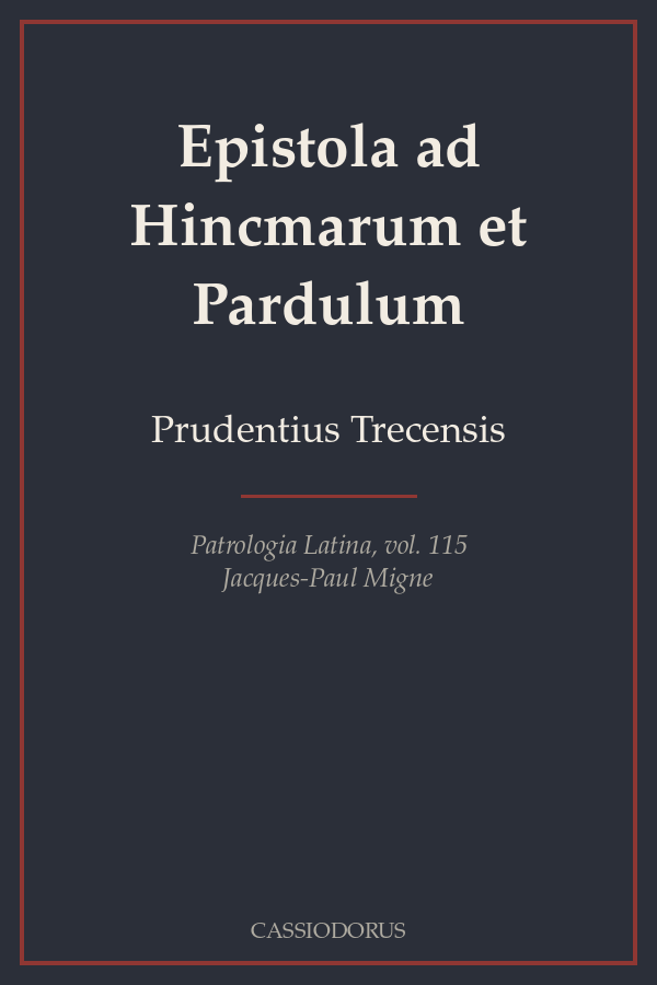 Epistola ad Hincmarum et Pardulum cover