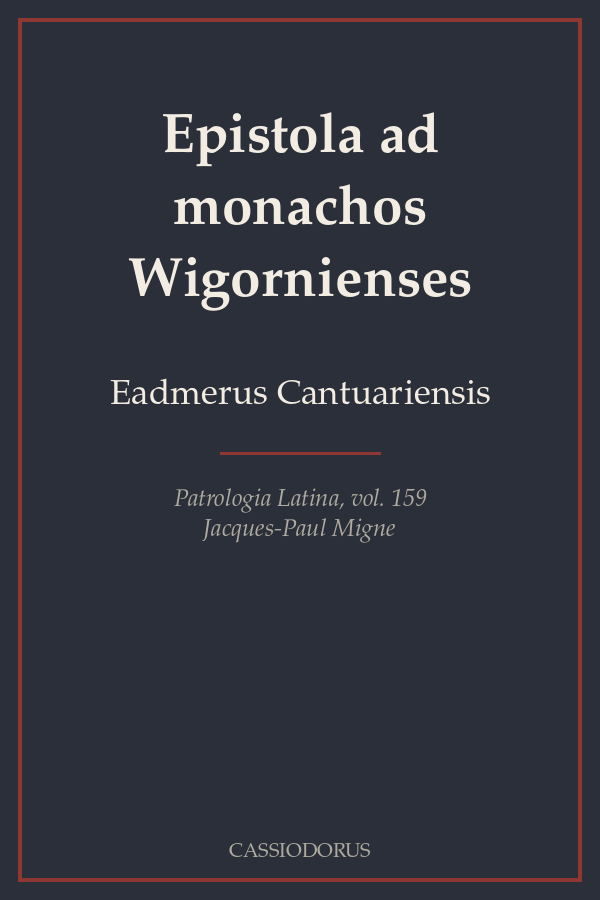 Epistola ad monachos Wigornienses cover
