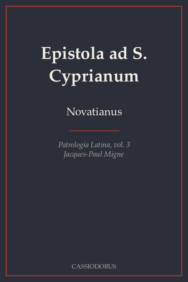 Epistola ad S. Cyprianum cover