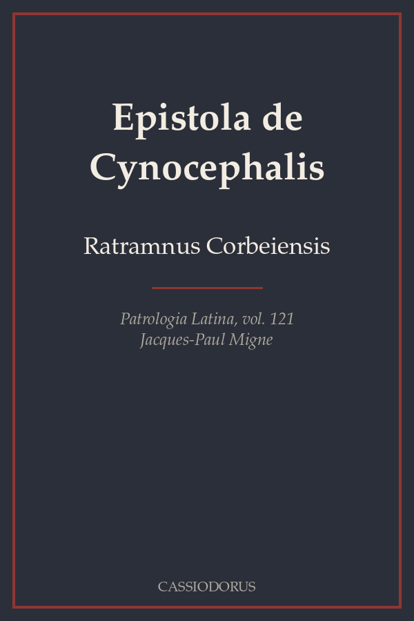 Epistola de Cynocephalis cover