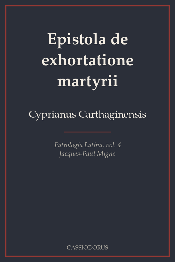 Epistola de exhortatione martyrii cover