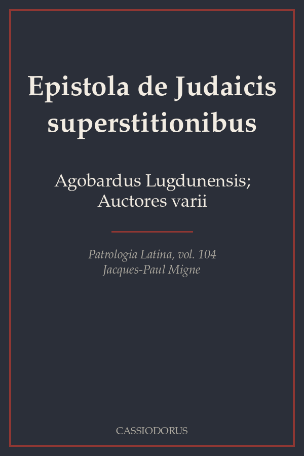 Epistola de Judaicis superstitionibus cover