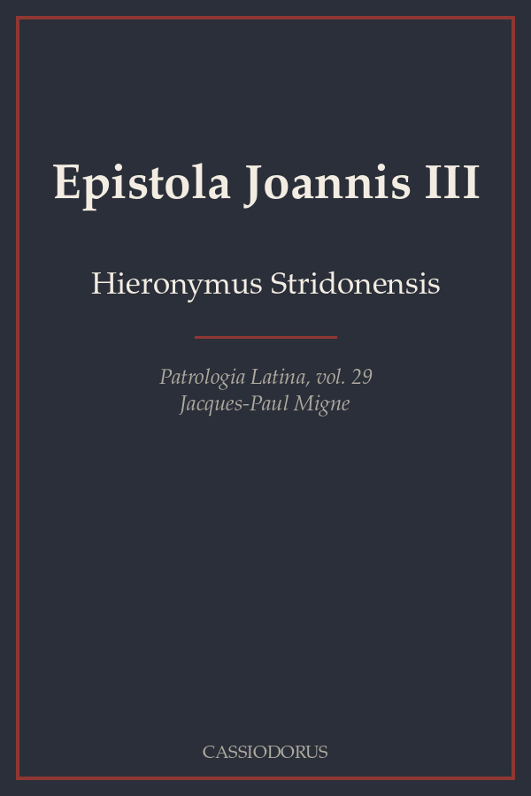 Epistola Joannis III cover