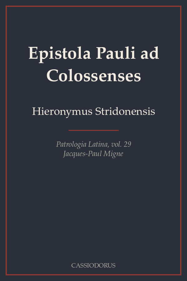 Epistola Pauli ad Colossenses cover
