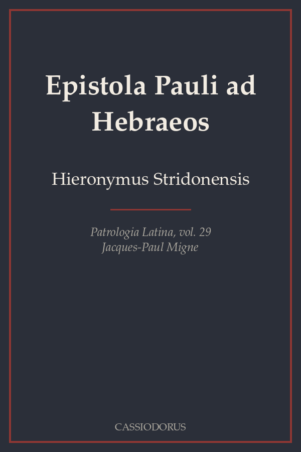 Epistola Pauli ad Hebraeos cover