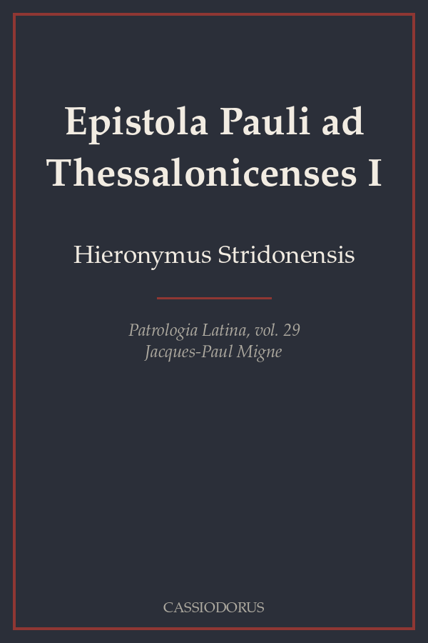 Epistola Pauli ad Thessalonicenses I cover