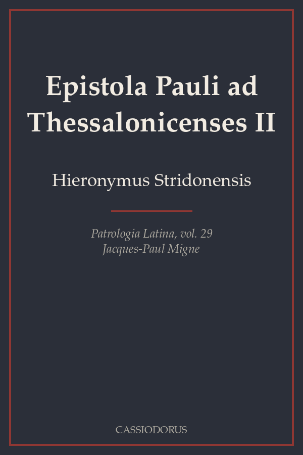 Epistola Pauli ad Thessalonicenses II cover
