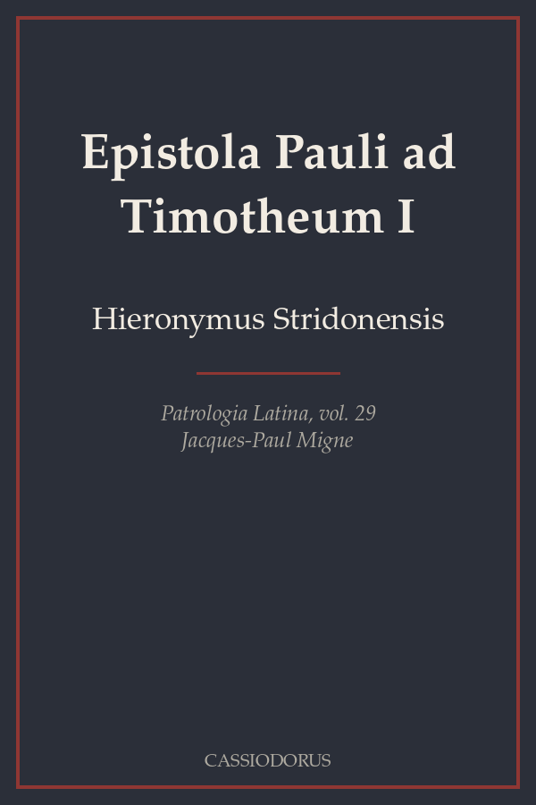 Epistola Pauli ad Timotheum I cover