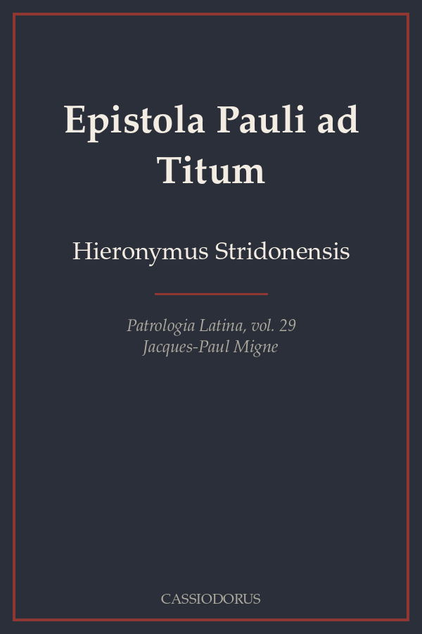 Epistola Pauli ad Titum cover