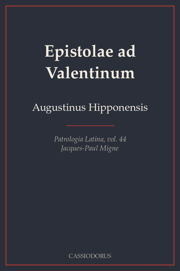 Epistolae ad Valentinum cover