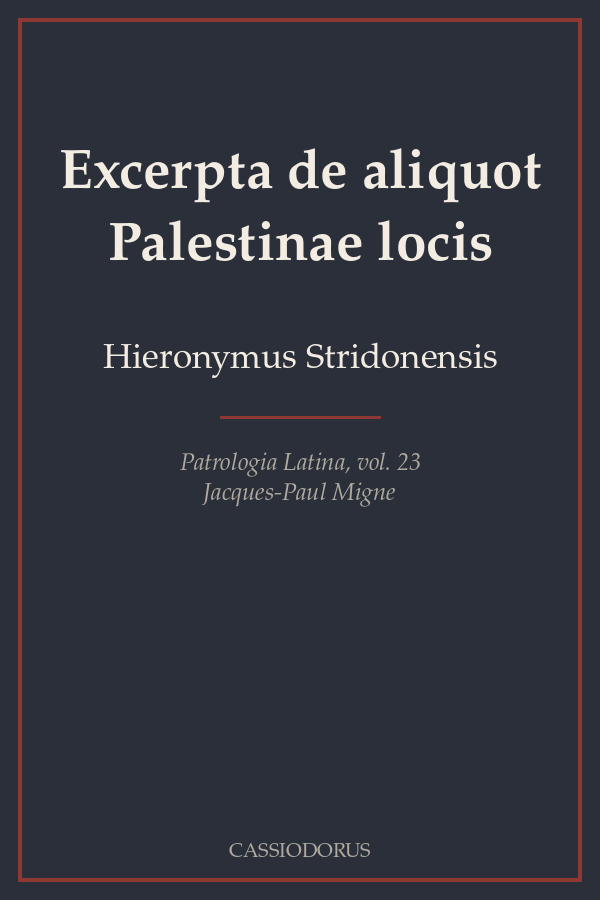 Excerpta de aliquot Palestinae locis cover