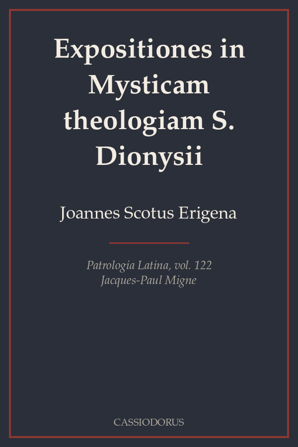 Expositiones in Mysticam theologiam S. Dionysii cover