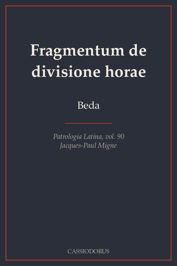 Fragmentum de divisione horae cover