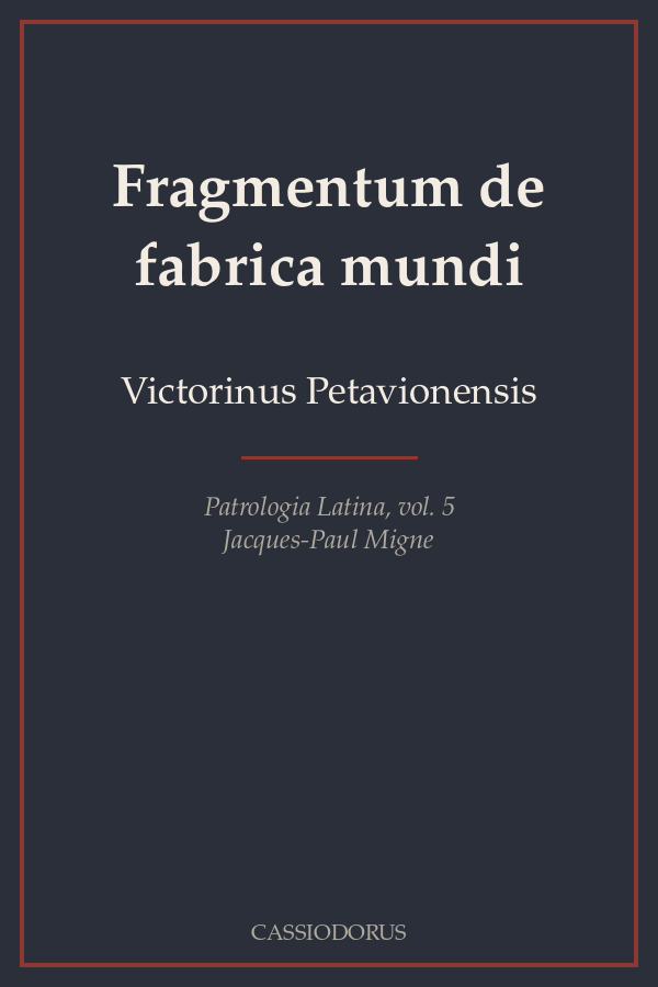 Fragmentum de fabrica mundi cover