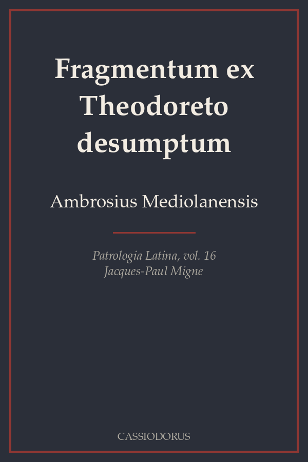 Fragmentum ex Theodoreto desumptum cover
