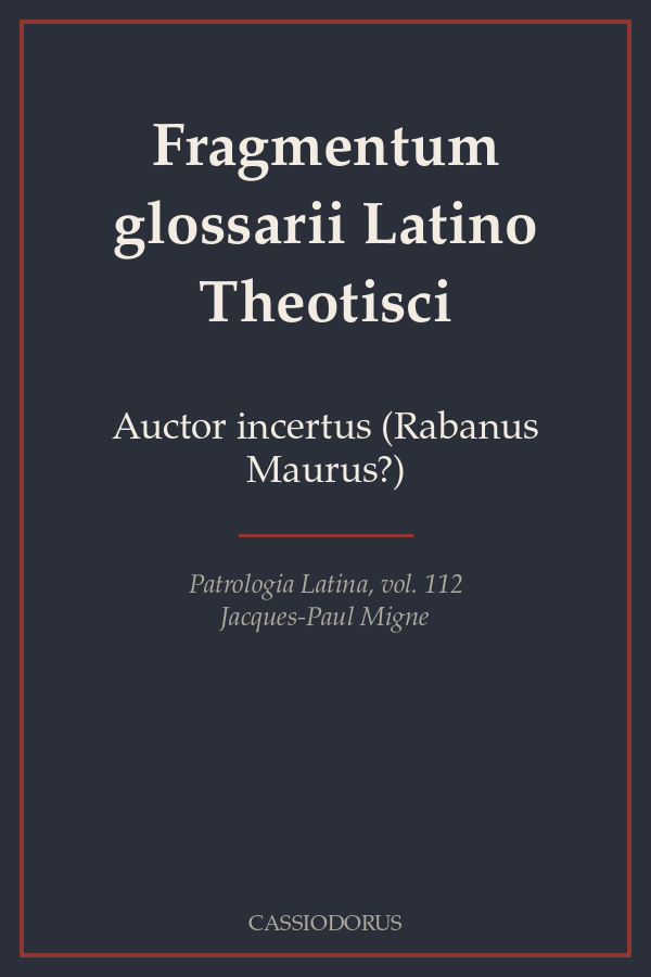 Fragmentum glossarii Latino Theotisci cover