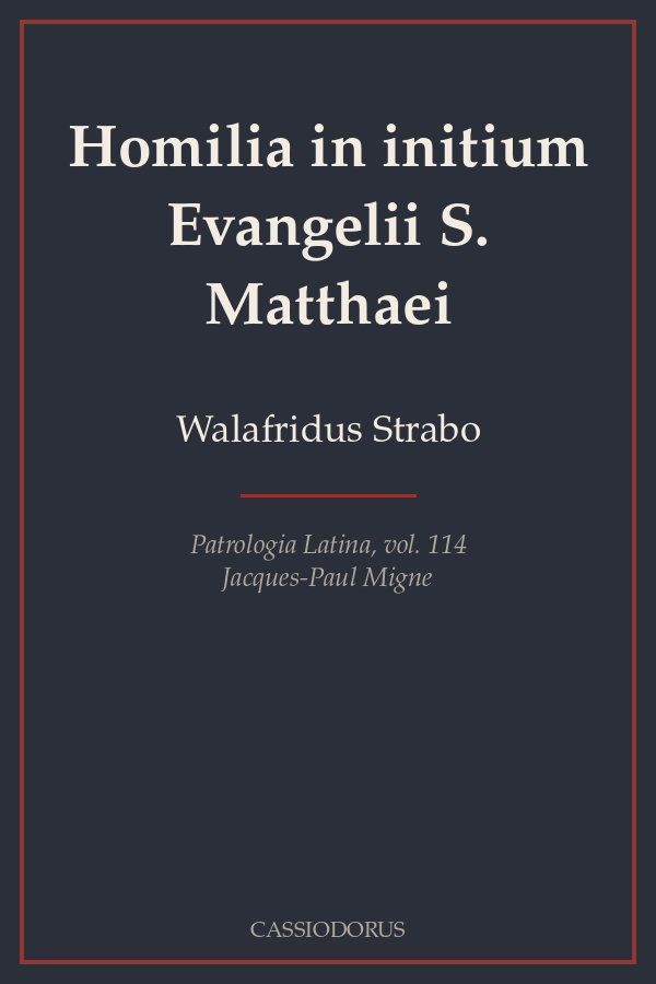 Homilia in initium Evangelii S. Matthaei cover