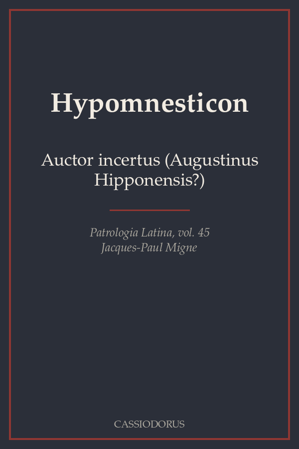 Hypomnesticon cover