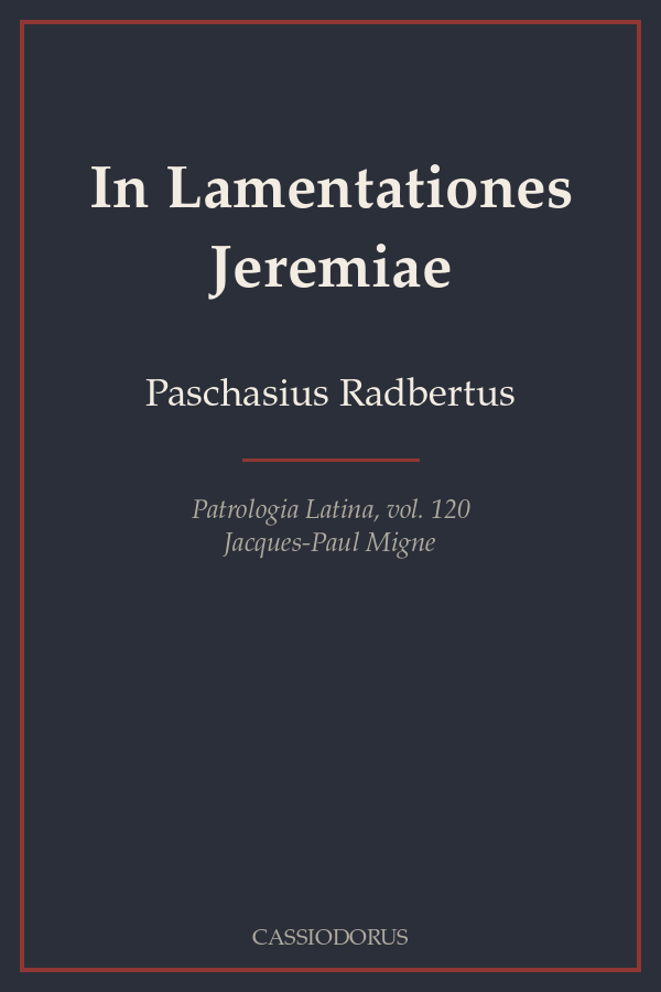 In Lamentationes Jeremiae cover