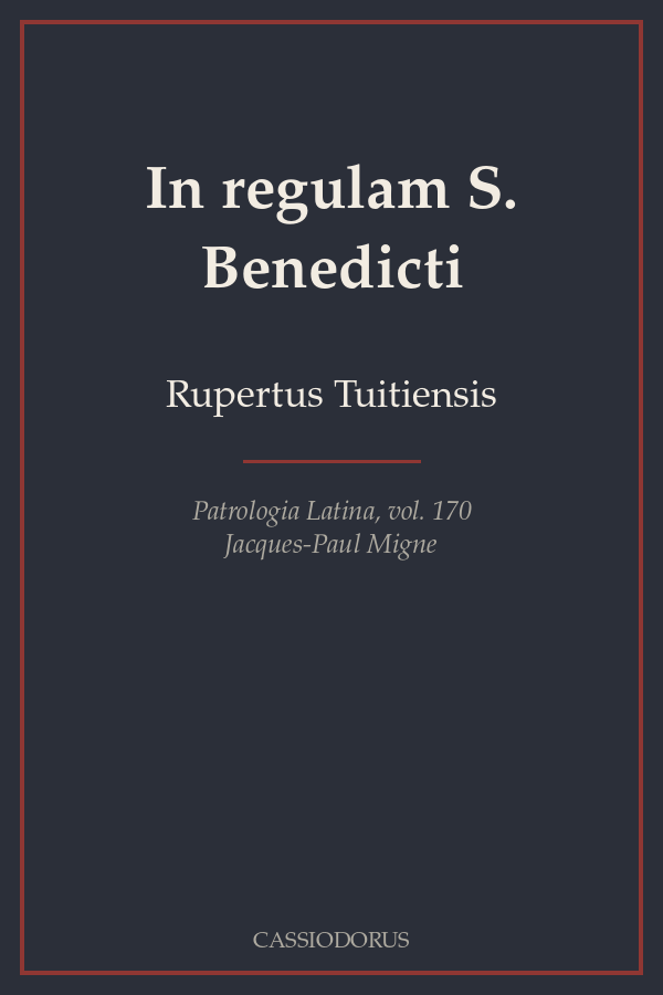 In regulam S. Benedicti cover