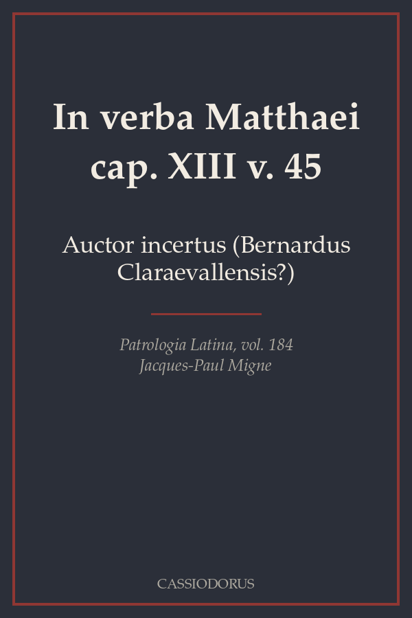 In verba Matthaei cap. XIII v. 45 cover