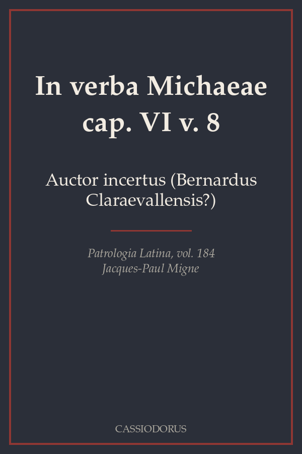 In verba Michaeae cap. VI v. 8 cover