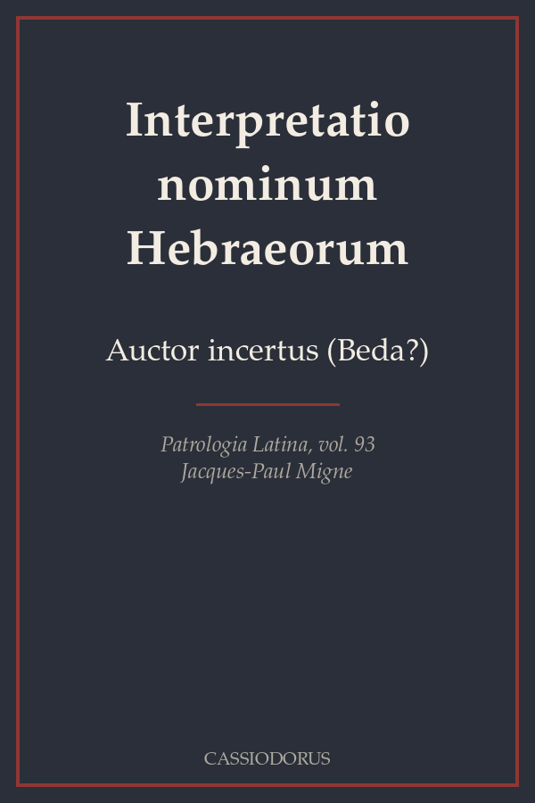 Interpretatio nominum Hebraeorum cover
