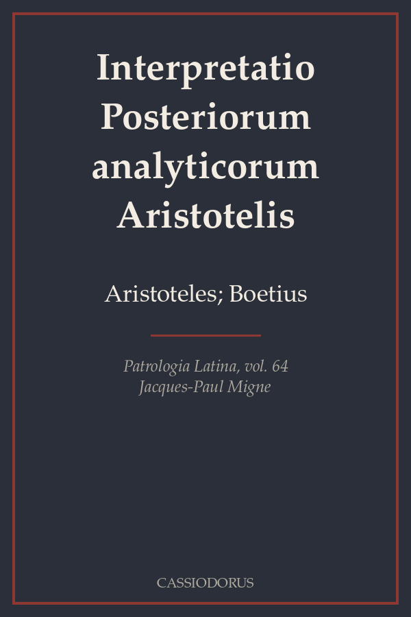Interpretatio Posteriorum analyticorum Aristotelis cover