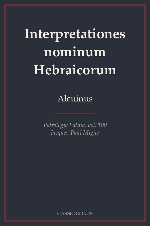 Interpretationes nominum Hebraicorum cover